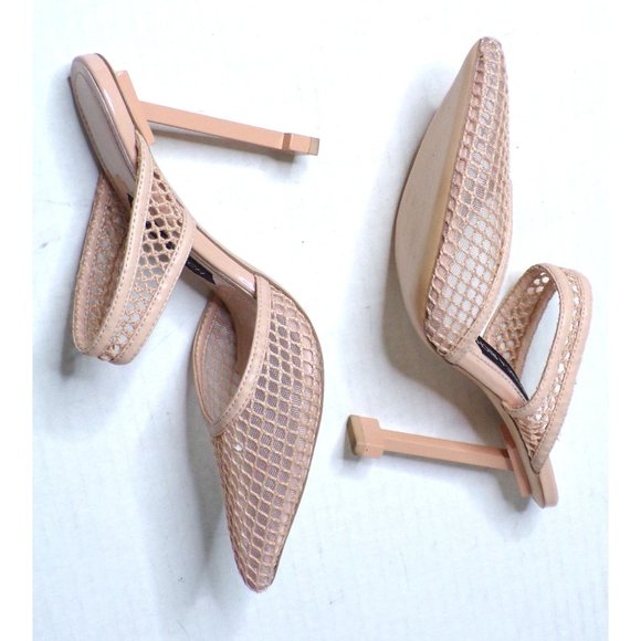 🆕JESSICA RICH Ysabelle Fishnet Pointed Toe Heels Shoes Beige 9 - Picture 10 of 11